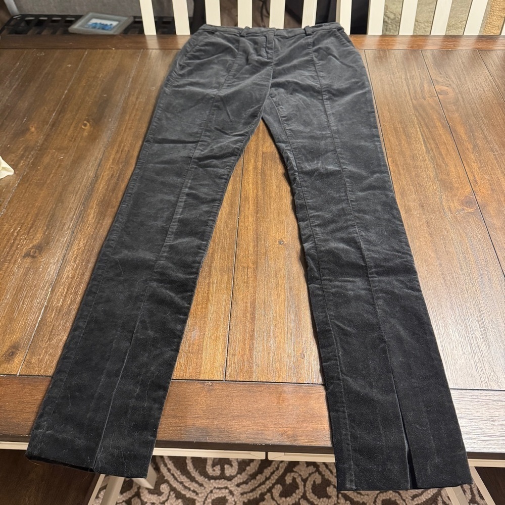 Ramy Brook Miriam Black Velvet Pants Size 2 High Rise Slim Leg Luxe Stretch - Picture 3 of 16